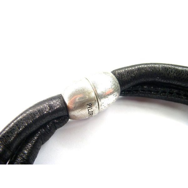PILGRIM Lederarmband, schwarz/silbern – Bild 3