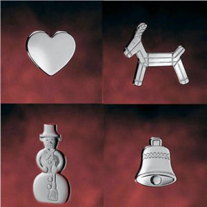 GEORG JENSEN Kerzenhalter Paket 4, vier verschiedene Motive, platiniert