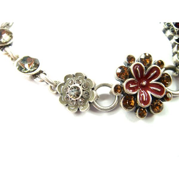 PILGRIM bezauberndes Blumenarmband, altsilbern/rot – Bild 4