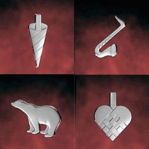 GEORG JENSEN Baum-Anhänger Paket 3, vier verschiedene Motive, platiniert