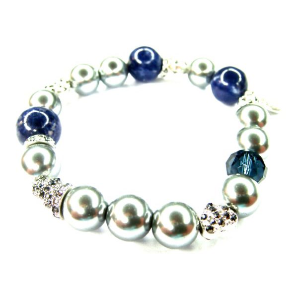 PILGRIM Perlenarmband, silbern, grau, ocean – Bild 3