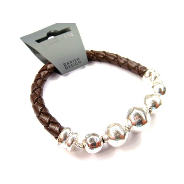 PILGRIM Lederarmband mit Metallkugeln, braun/silbern – Bild 3